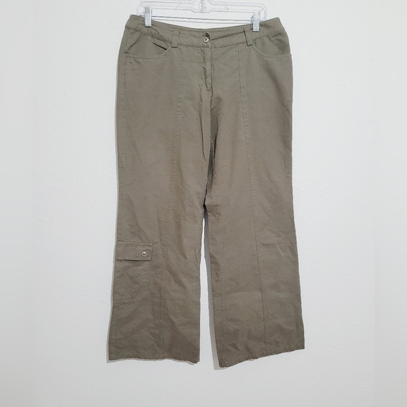 S. Oliver Pants Wide Leg Cargo Y2K Army Green Woman's Size 40 TINKA - Picture 2 of 12